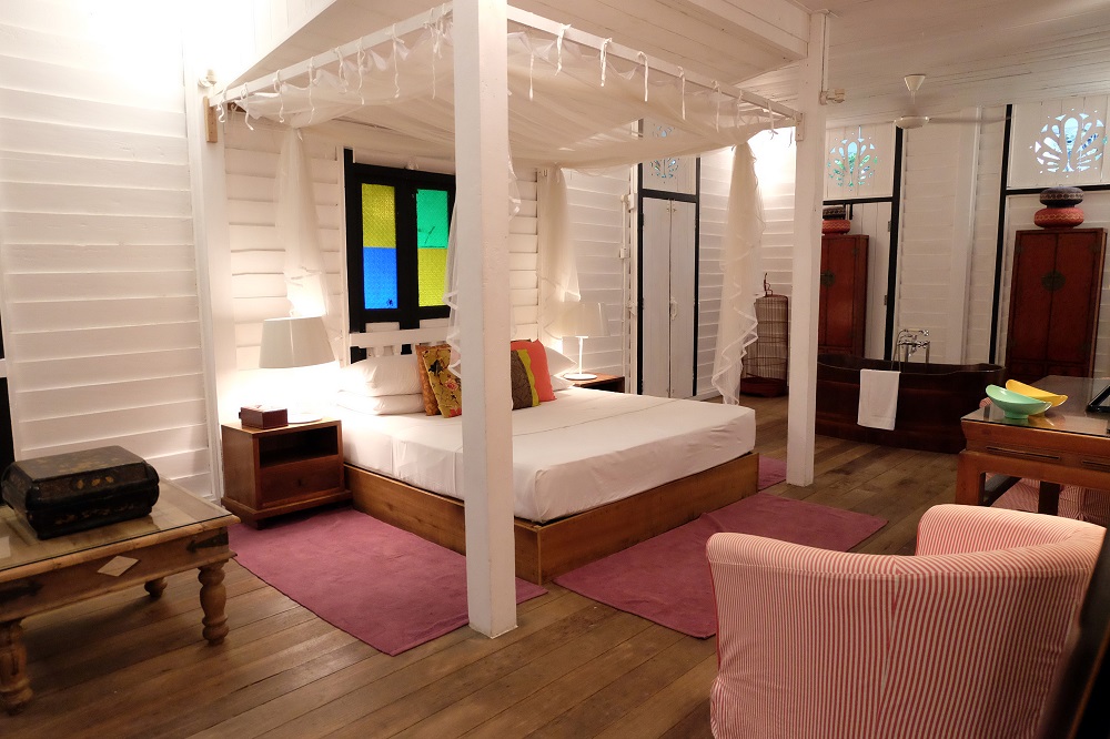 The luxurious master bedroom in ‘Black and White’.