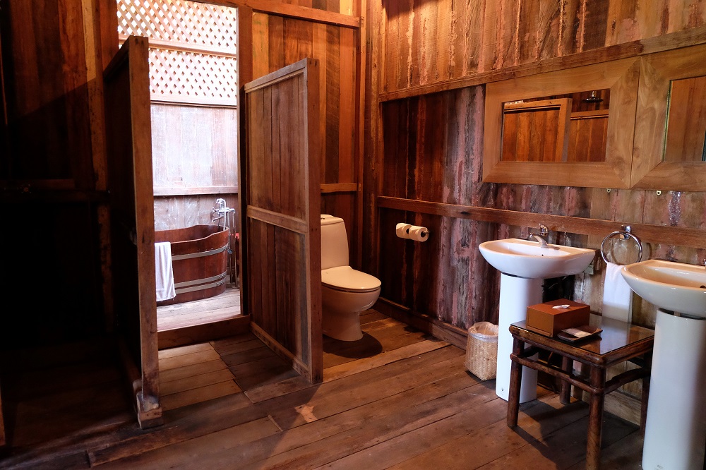 Most of the suites at Temple Tree have a separate area for the bathtub, shower and toilet.