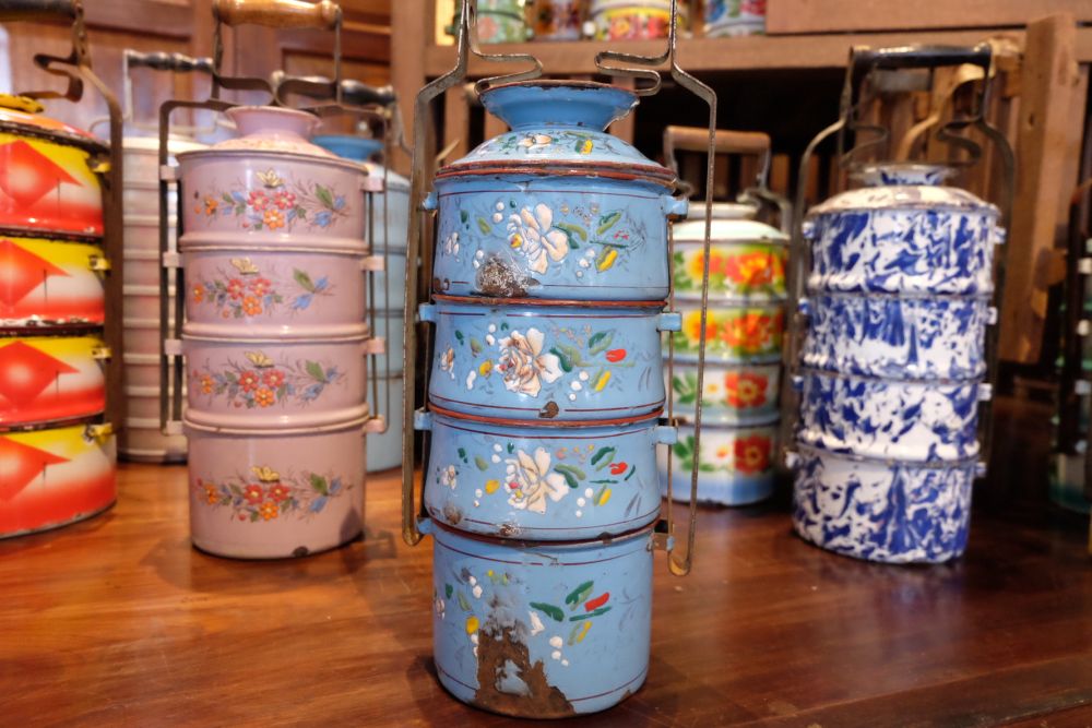 Chris Ong’s tiffin carriers collection on display at Seven Terraces.