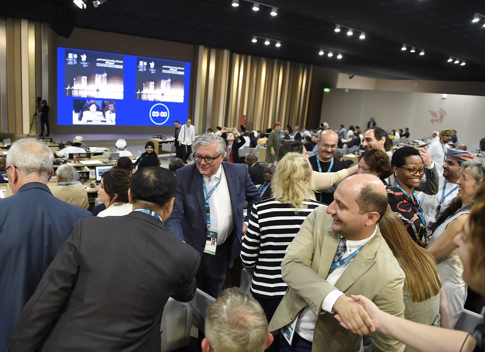 Turkeyu00e2u20acu2122s delegation in the Unesco 42 session of the world heritage meetings in the Bahraini capital Manama are seen celebrating after cultural site, Gobekli Tepe was inscribed into the World Heritage List July 1, 2018. u00e2u20acu201d AFP