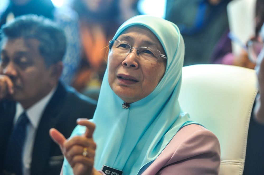Datuk Seri Dr Wan Azizah Wan Ismail speaks during a press conference at the Ministry of Women and Family Development in Putrajaya July 10, 2018. u00e2u20acu2022 Picture by Shafwan Zaidon