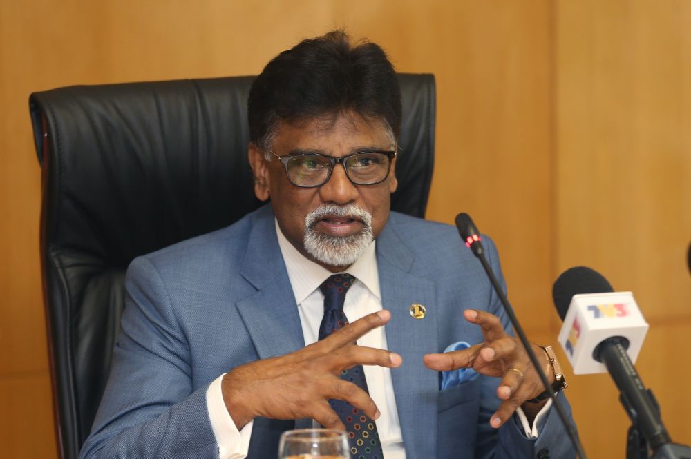 Water, Land and Natural Resources Minister Xavier Jayakumar speaks to reporters in Putrajaya today, July 3, 2018. u00e2u20acu2022 Picture by Razak Ghazali