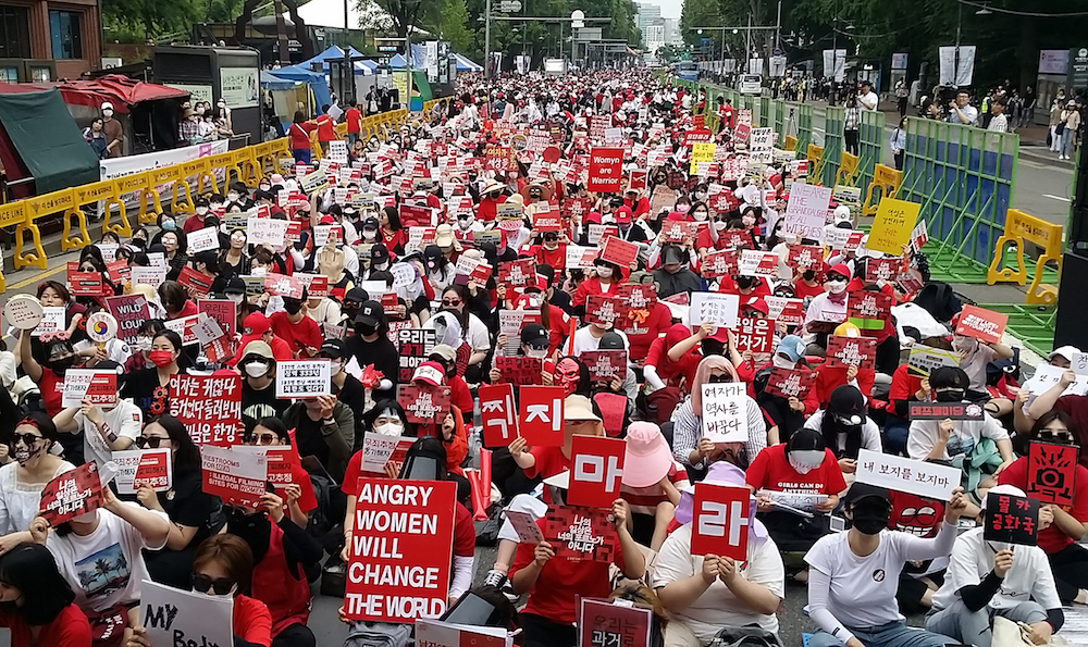 South Korean women stage a monthly protest against secretly-filmed spycam pornography in Seoul June 9, 2018. u00e2u20acu201d AFP pic