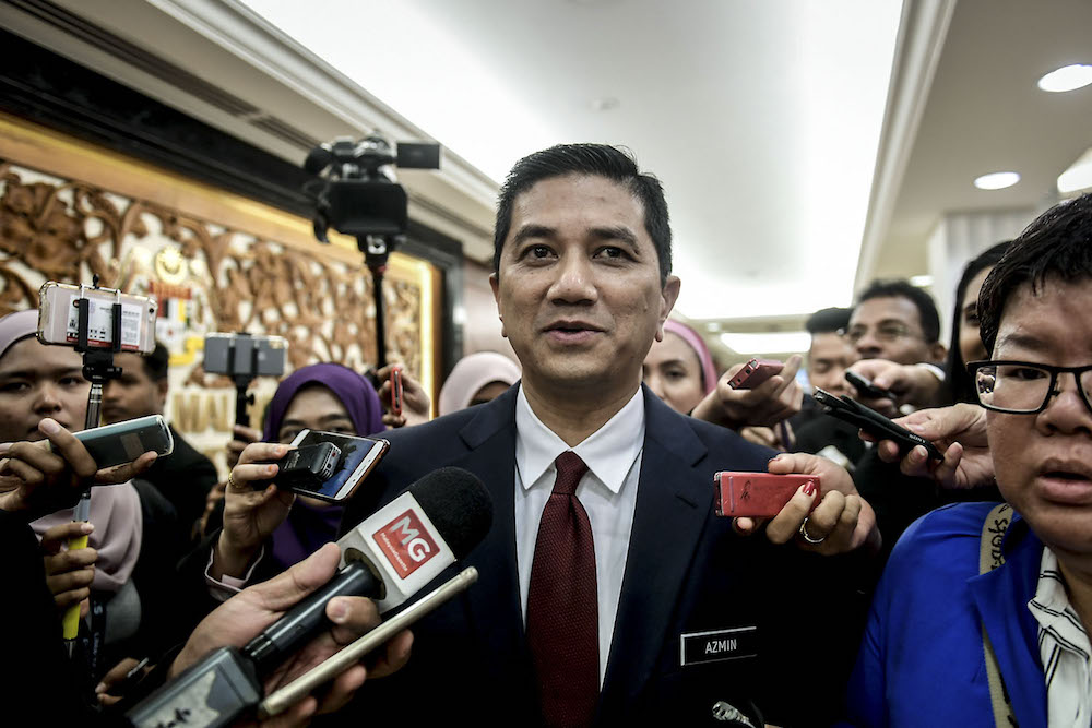 Economic Affairs Minister Datuk Seri Azmin Ali speaks to the press in the Parliament building,  August 7, 2018. u00e2u20acu201d Picture by Hari Anggara