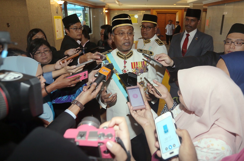 Former mentri besar Datuk Seri Zambry Abd Kadir speaks to reporters at the State Secretariat building in Ipoh August 6, 2018. u00e2u20acu201d Picture by Farhan Najib