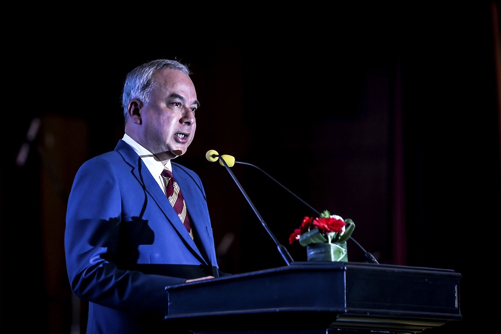 Peraku00e2u20acu2122s Sultan Nazrin Muizzuddin Shah delivers his keynote address at the International Malaysia Law Conference 2018 at the Royale Chulan hotel in Kuala Lumpur August 14, 2018.u00e2u20acu201dPicture by Hari Anggara