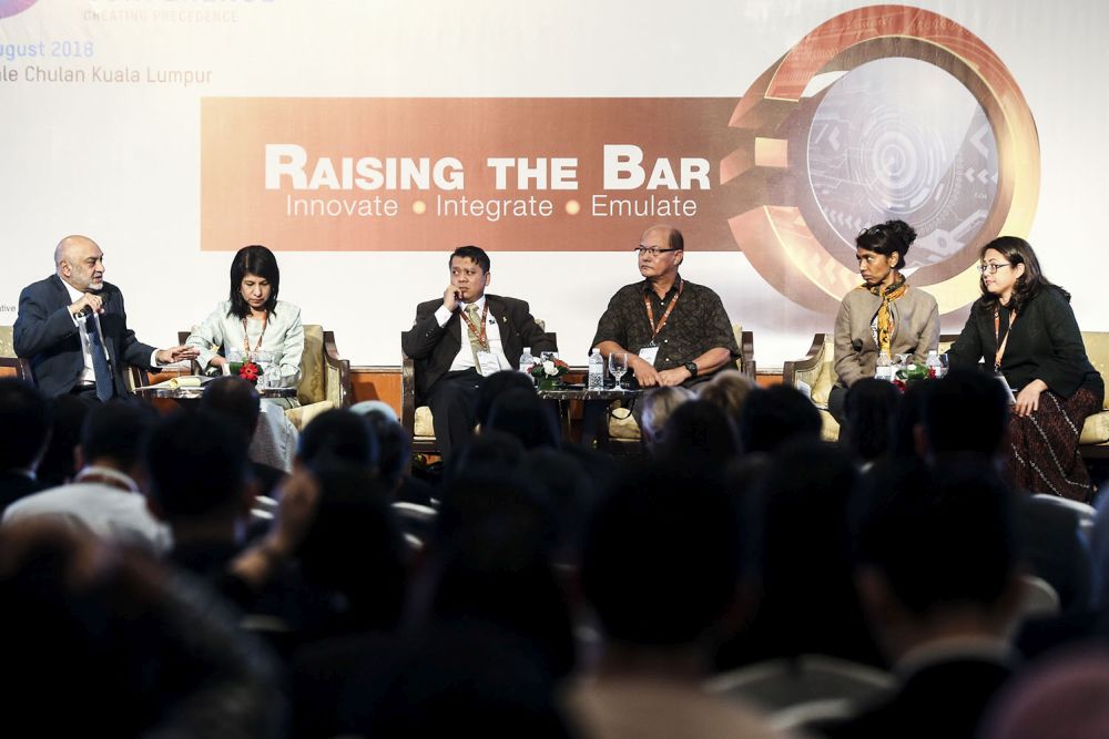 nThe panel at the International Malaysia Law Conference at the Royale Chulan Hotel today. u00e2u20acu201d Picture by Hari Anggaran