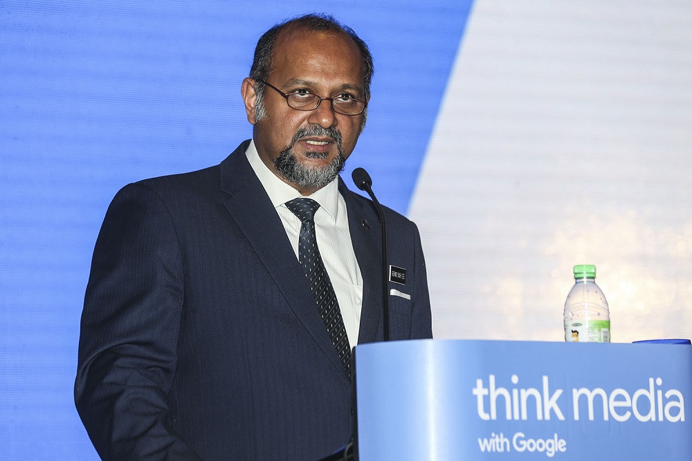 Communications and Multimedia Minister Gobind Singh Deo delivers his opening remarks during theu00e2u20acu02dcThink Media Malaysia 2018u00e2u20acu2122 forum at Aloft KL Sentral in Kuala Lumpur August 20, 2018. u00e2u20acu201d Picture by Hari Anggara
