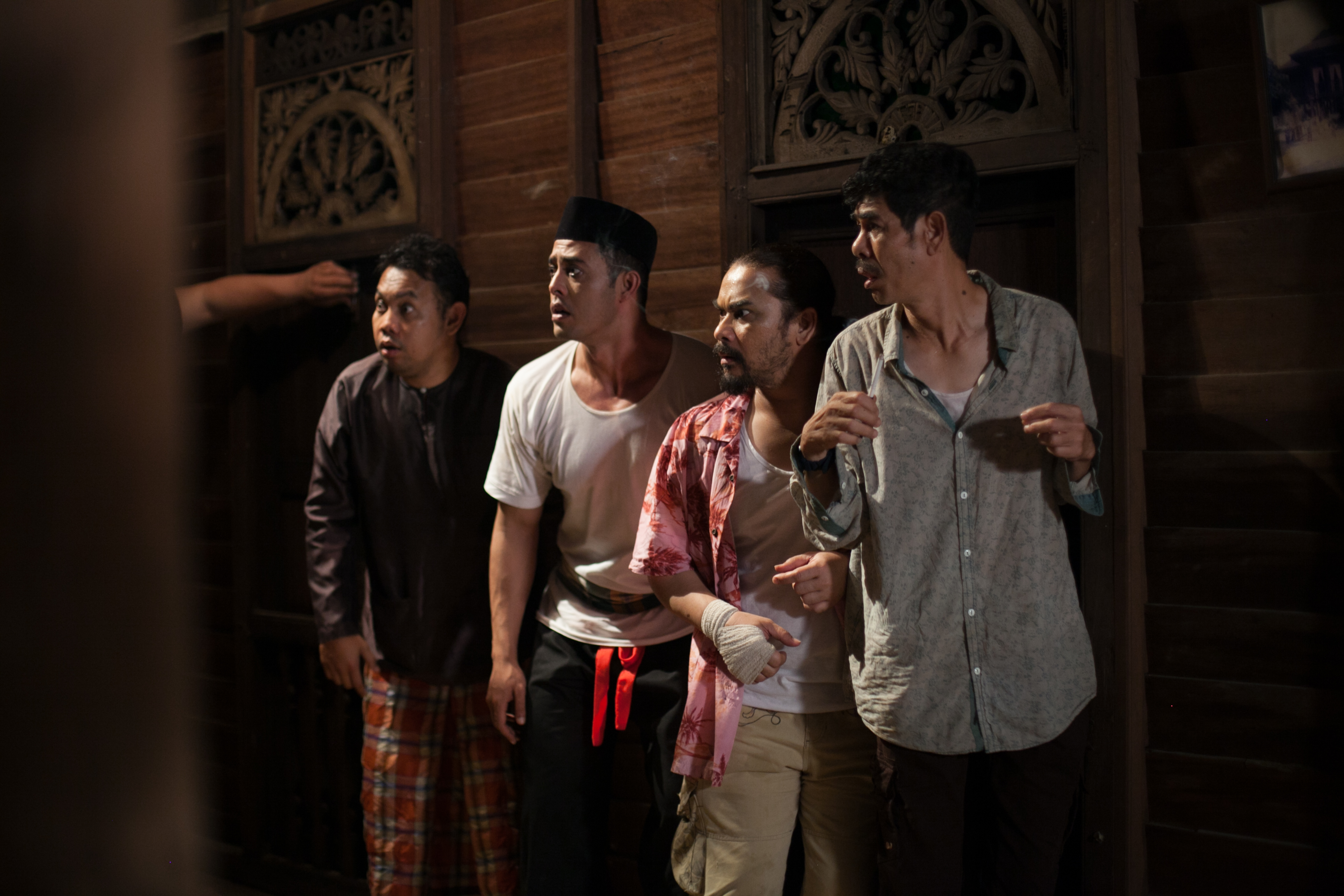 (From left) Wani, Solihin, Husin and Yeh in a scene from 'Hantu Kak Limah'. u00e2u20acu201d Picture courtesy of Astro Shaw