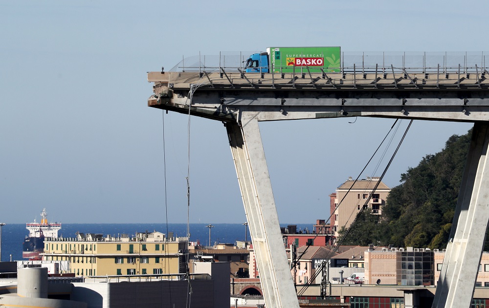 The collapsed Morandi Bridge is seen in the Italian port city of Genoa, Italy August 15, 2018. u00e2u20acu201d Reuters pic