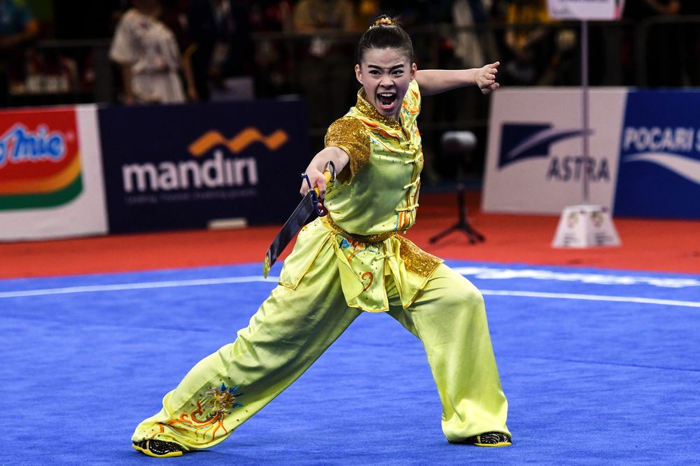 National wushu athlete Tan Cheong Ming competing in the 2018 Asian Games Final Nandao Women category in JIEXPO Kemayoran in Jakarta, August 20, 2018. u00e2u20acu201d Bernama pic