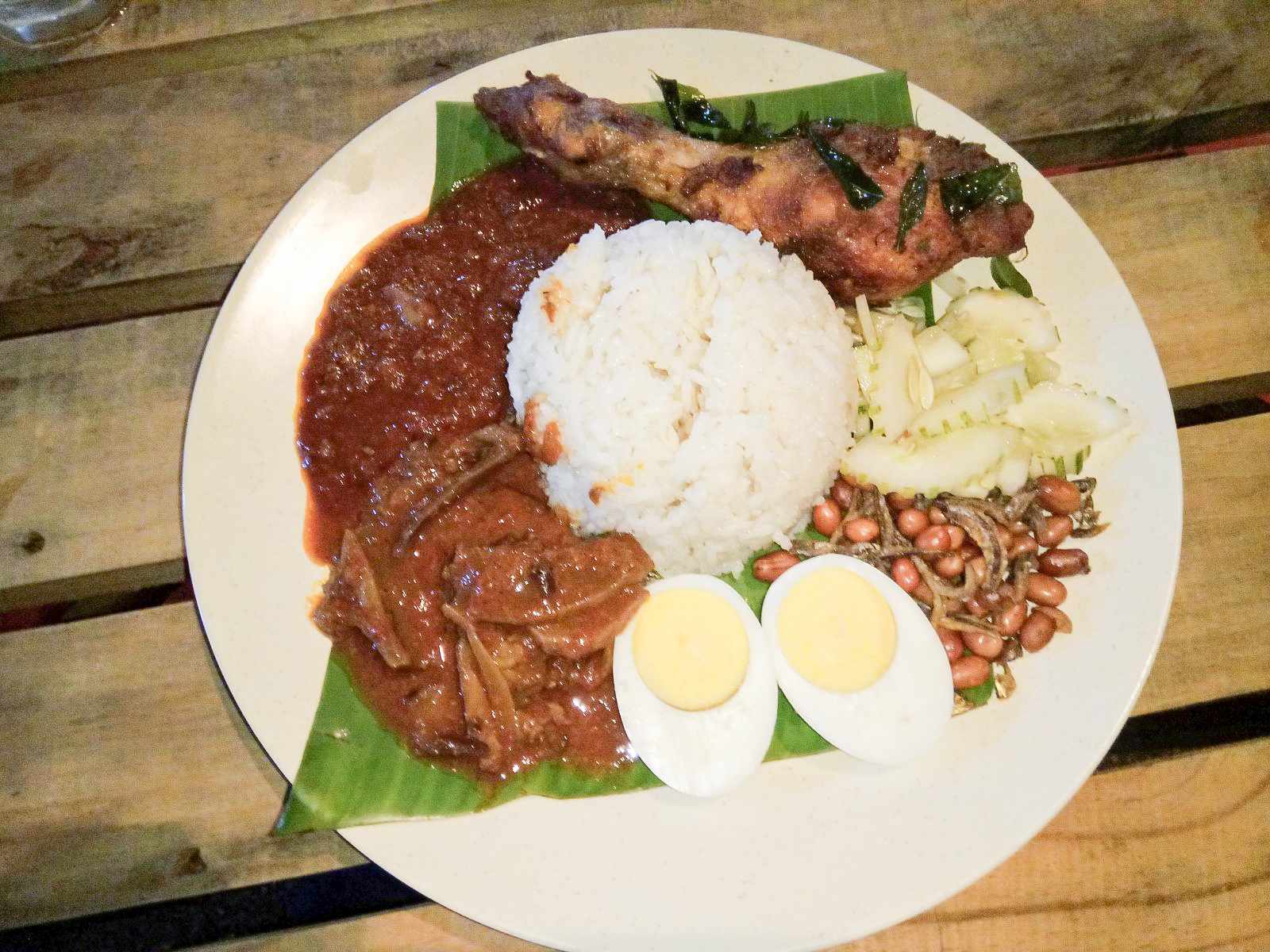A plate of Restoran Nur Anggerik's famous 'nasi lemak'.