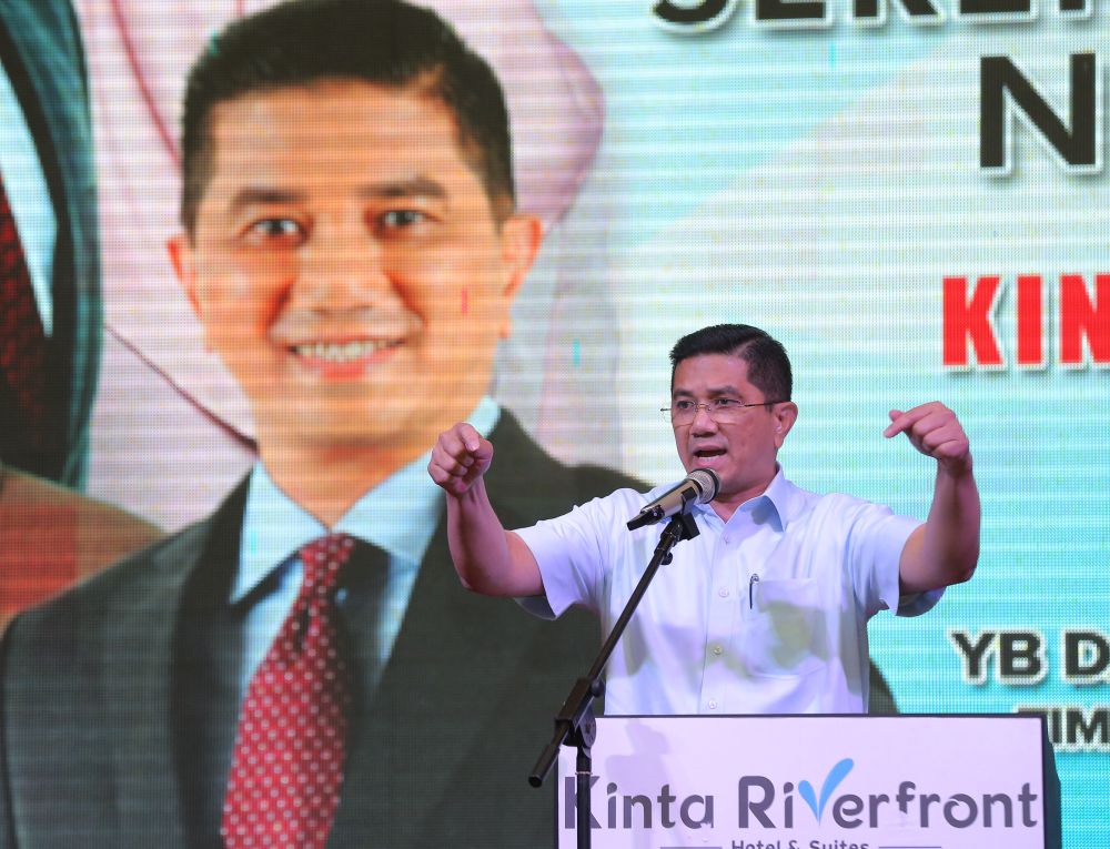 Economic Affairs Minister Datuk Seri Mohamed Azmin Ali speaks during the launch of PKR's annual general meeting at the Kinta Riverfront Hotel in Ipoh August 26, 2018. u00e2u20acu2022 Picture by Marcus Pheong