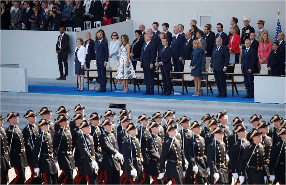 File picture shows US President Donald Trump and French President Emmanuel Macron watching the Bastille Day military parade in Paris, France, July 14, 2017. u00e2u20acu201d Reuters pic
