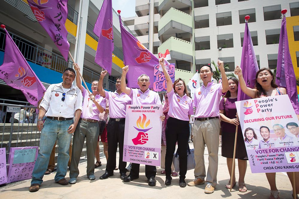 PPP’s candidate Goh Meng Seng with his team at the Choa Chua Kang Primary School during Nomination Day in 2015. — TODAY File pic