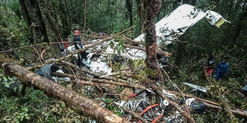The crash site of a Swiss-made Pilatus aircraft at Menuk mountain in Oksibil. u00e2u20acu201d AFP pic