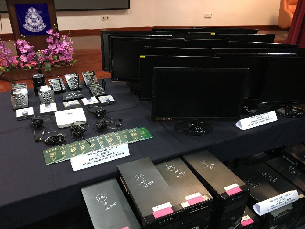 The goods seized from the raid at a bungalow in Petaling Jaya. u00e2u20acu2022 Picture by Jerry Choong