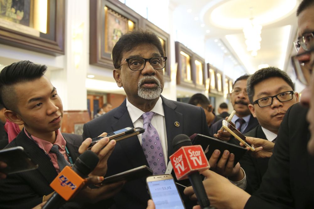 Minister of Water, Land and Natural Resources Dr Xavier Jayakumar speaks to reporters at Parliament in Kuala Lumpur on August 2, 2018. u00e2u20acu201d Picture by Yusof Mat Isa