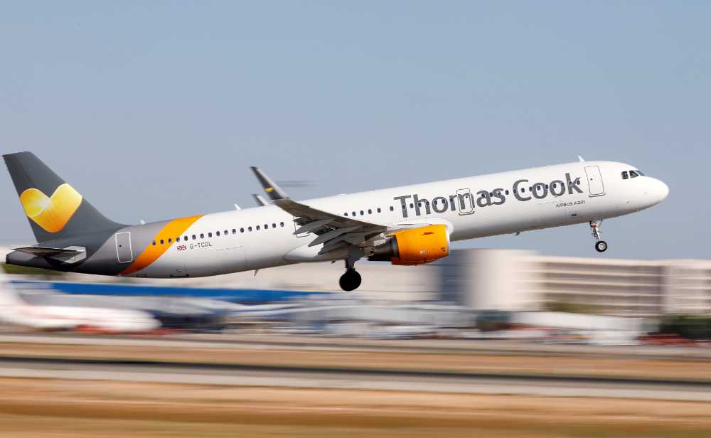 A Thomas Cook airplane takes off at the airport in Palma de Mallorca, Spain July 28, 2018. u00e2u20acu201d Reuters pic