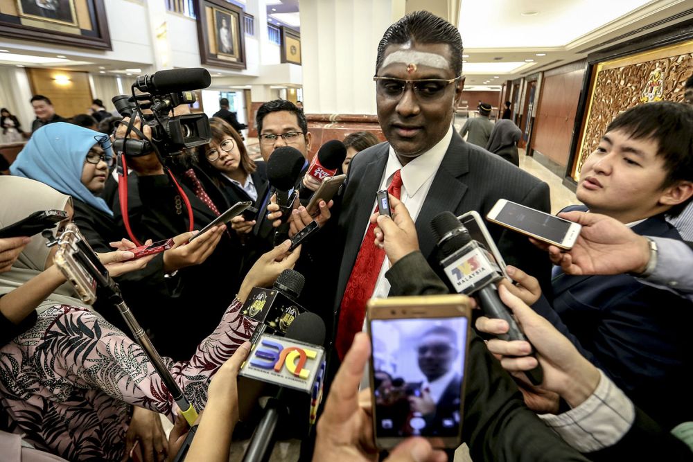 RSN Rayer speaks to reporters at Parliament in Kuala Lumpur August 7, 2018. u00e2u20acu2022 Picture by Hari Anggara