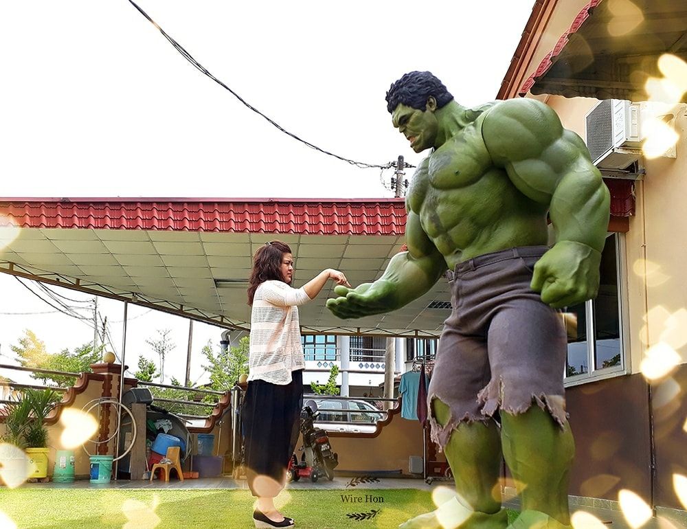 An overturned pail was used to prop up the action figure to the appropriate height for this photo. 