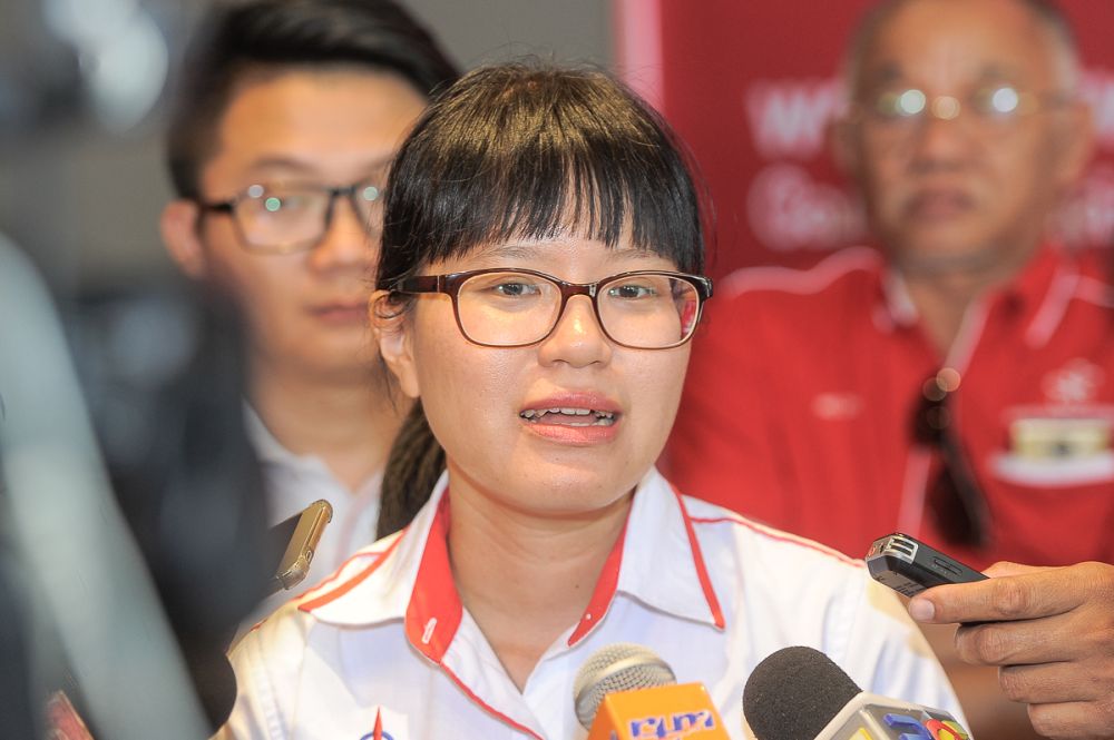 Pakatan Harapan candidate Wong Siew Ki speaks during the launch of her election manifesto at the PH Balakong by-election operations centre, August 21, 2018. u00e2u20acu2022 Picture by Shafwan Zaidon