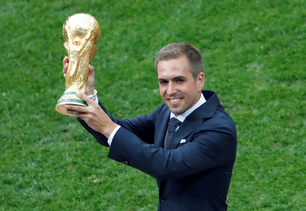 Former Germany player Philipp Lahm during the presentation of the World Cup trophy before the World Cup final match between France and Croatia in Moscow July 15, 2018. u00e2u20acu201d Reuters pic