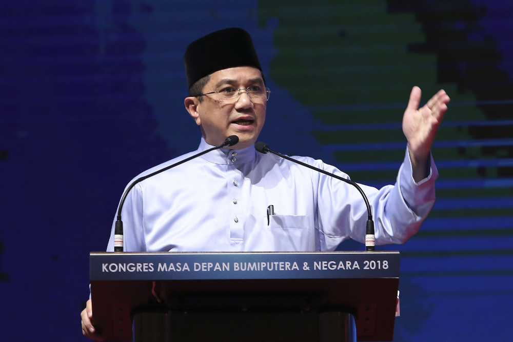 Datuk Seri Azmin Ali speaks during the Congress on the Future of Bumiputera and the Nation at the Kuala Lumpur Convention Centre September 1, 2018. u00e2u20acu201d Picture by Yusof Mat Isa