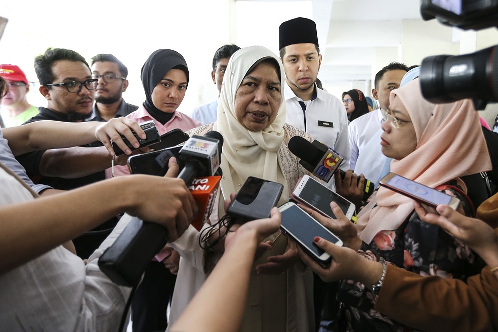 Housing and Local Government Minister Zuraida Kamaruddin speaks to the press after a visit to PPR Kota Damansara following the tragic death of a child who fell from Block A of the flats, in Petaling Jaya September 14, 2018. u00e2u20acu201d Picture by Hari Anggara