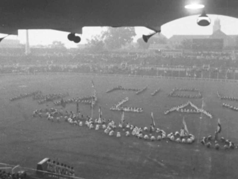 Students form the words ‘Hidup Malaysia’ (Long live Malaysia) at Stadium Merdeka on September 17, 1963. — Screen capture via Reuters archive footage