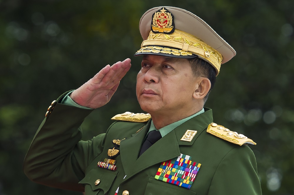 This file photo taken on July 19, 2018 shows Myanmar's Chief Senior General Min Aung Hlaing, commander-in-chief of the Myanmar armed forces, saluting to mark the 71th anniversary of Martyrs' Day in Yangon. u00e2u20acu201d AFP pic