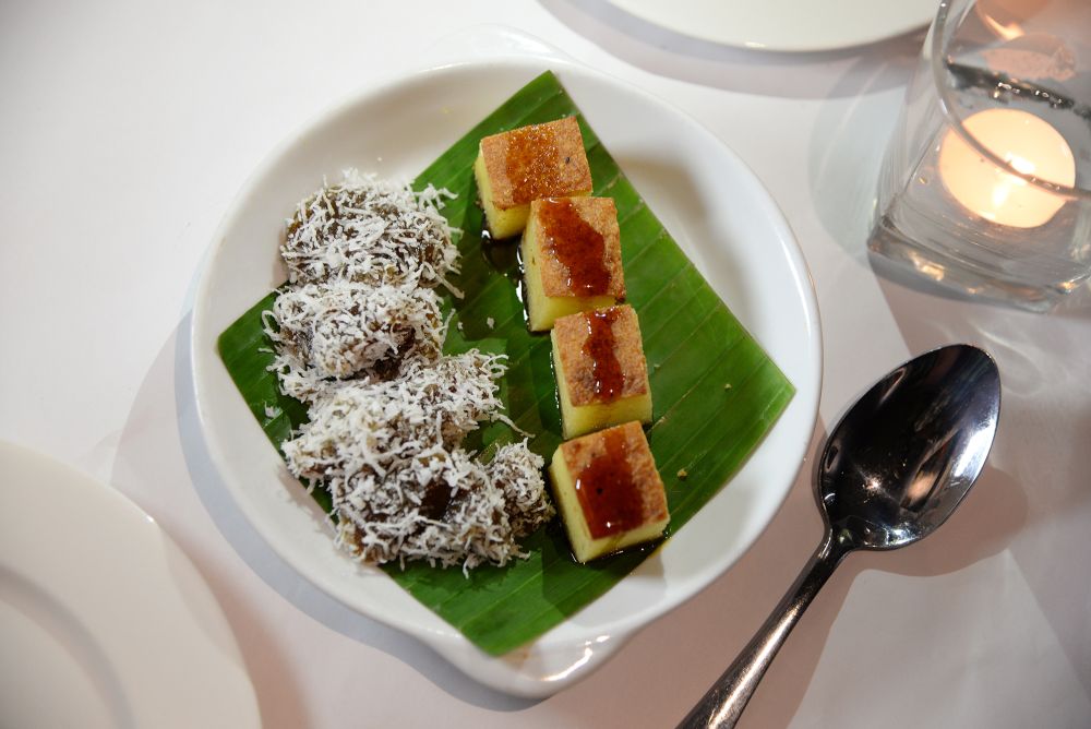 Kueh bengkah (right) and kueh kosui nicely round up the heritage meal. 