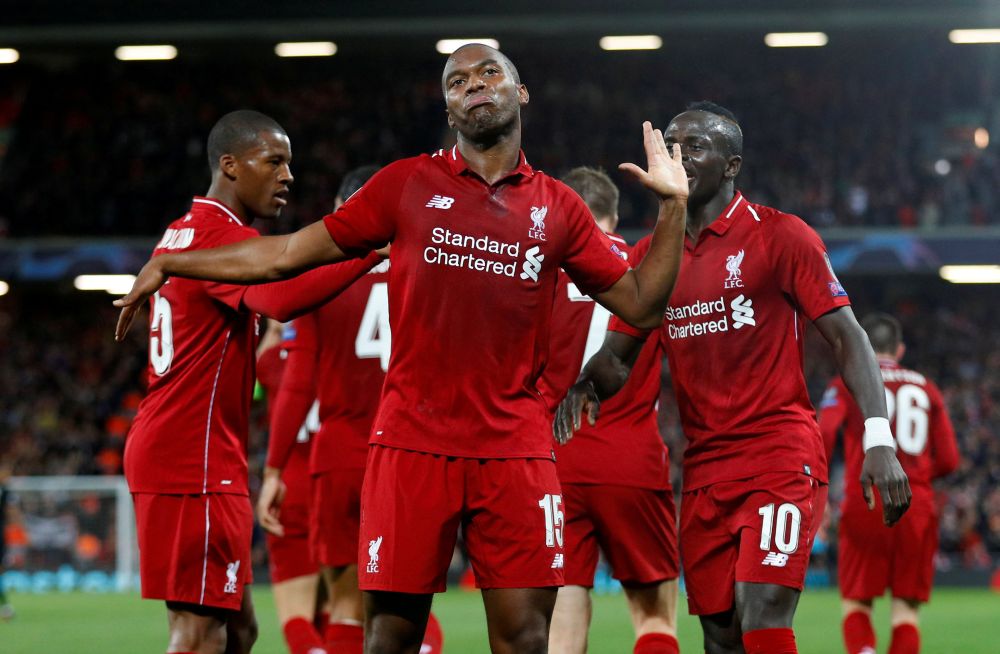 Liverpool's Daniel Sturridge celebrates after scoring the first goal Paris St Germain, September 18, 2018. u00e2u20acu2022 Reuters pic