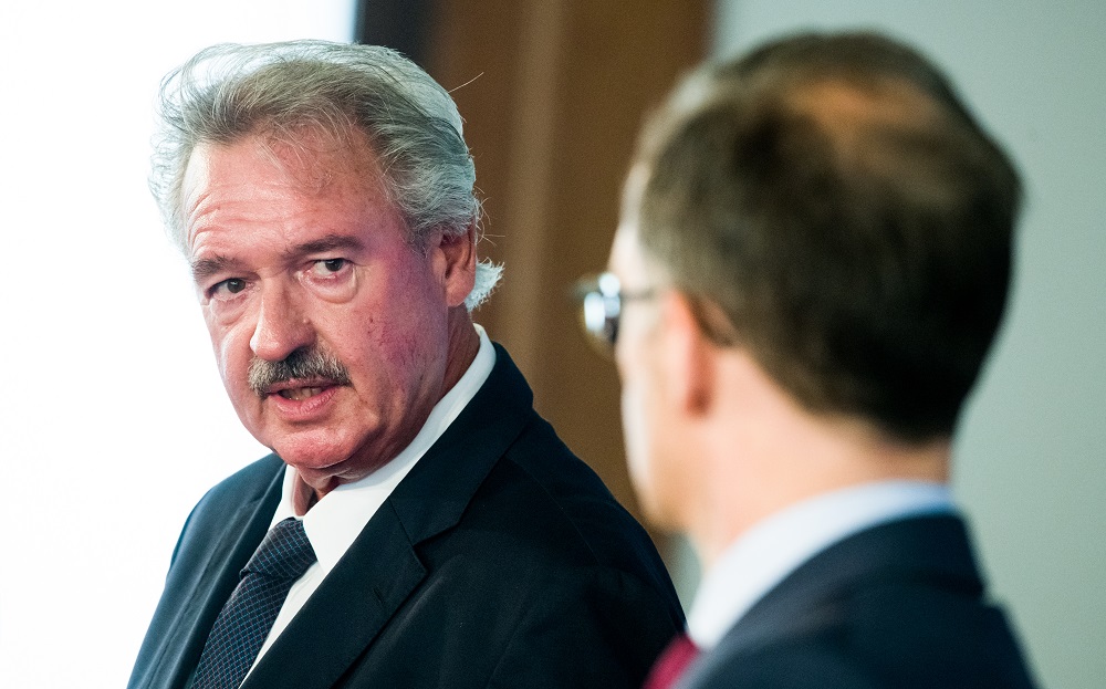 German Foreign Minister Heiko Maas (right) and his counterpart from Luxembourg Jean Asselborn give a press conference on September 10, 2018 at the Foreign Ministry in Berlin. u00e2u20acu201d AFP pic