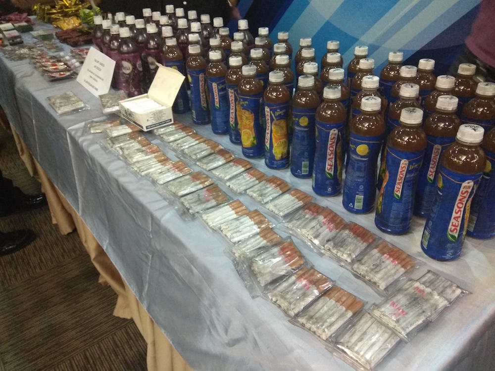 The seized ganja cigarettes. — Picture by Kenneth Tee