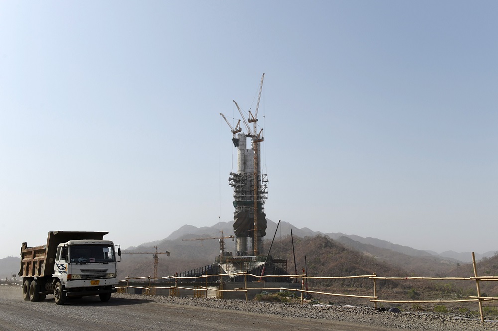 This photograph taken on April 18, 2018 shows the under-construction u00e2u20acu02dcStatue of Unityu00e2u20acu2122, a monument dedicated to Indian independence leader Sardar Vallabhbhai Patel, in India's western Gujarat state. u00e2u20acu201d AFP pic