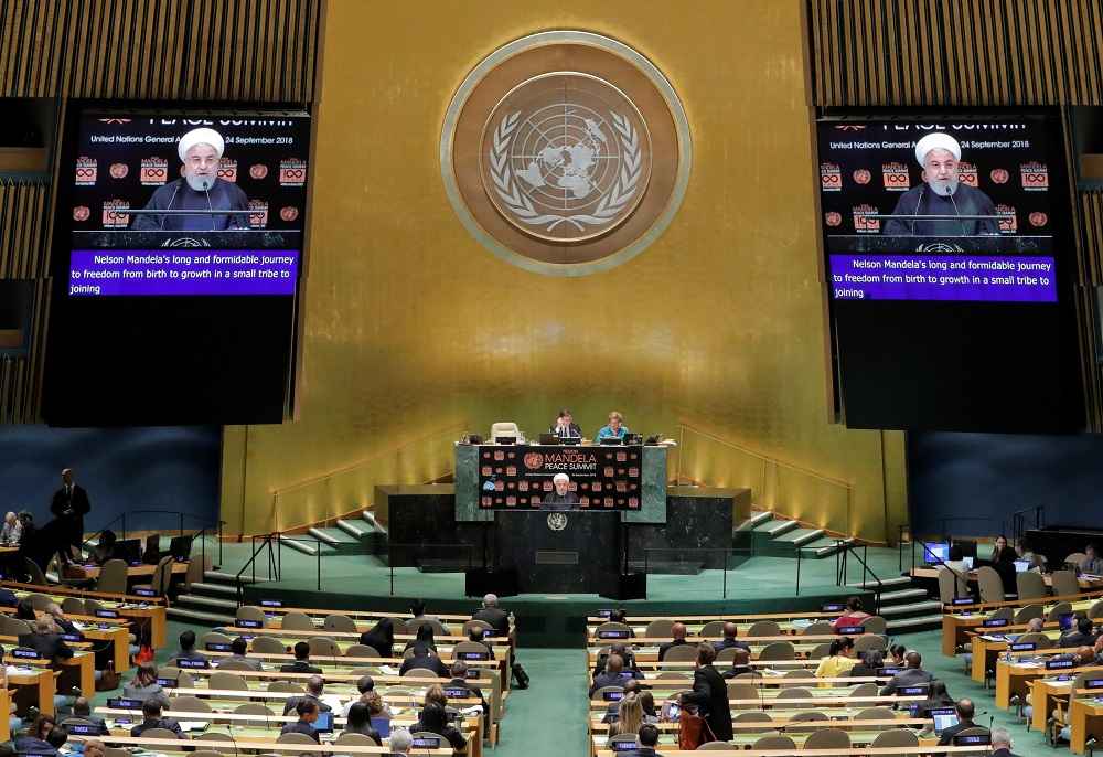 Iranian President Hassan Rouhani speaks at the Nelson Mandela Peace Summit during the 73rd United Nations General Assembly in New York, September 24, 2018. u00e2u20acu201d Reuters pic