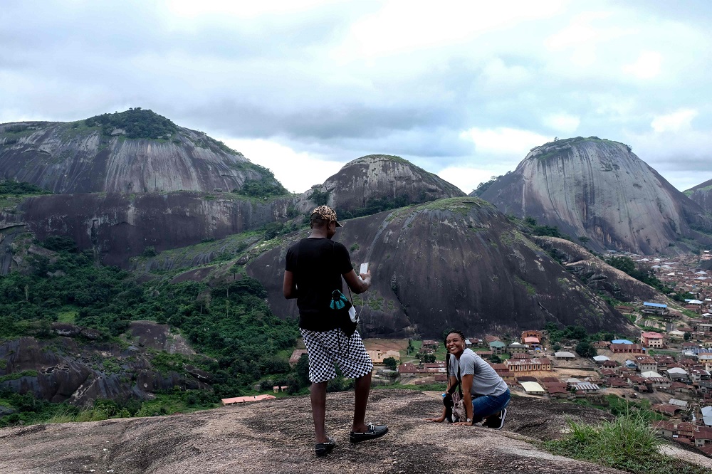 A couple takes pictures at Idanre hills in Nigeria August 25, 2018. u00e2u20acu201dAFP pic 