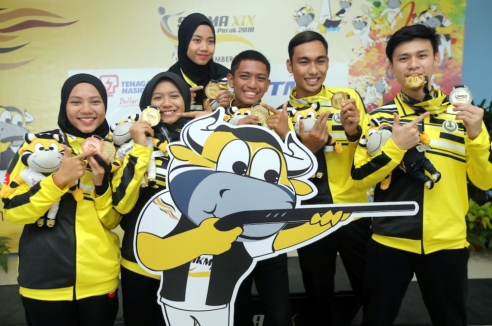 Perak shooting team wins two gold medals via the menu00e2u20acu2122s 50m pistol team event and womenu00e2u20acu2122s 10m air rifle team event at the 19th Sukma.u00c2u00a0u00e2u20acu201d Picture by Farhan Najibn