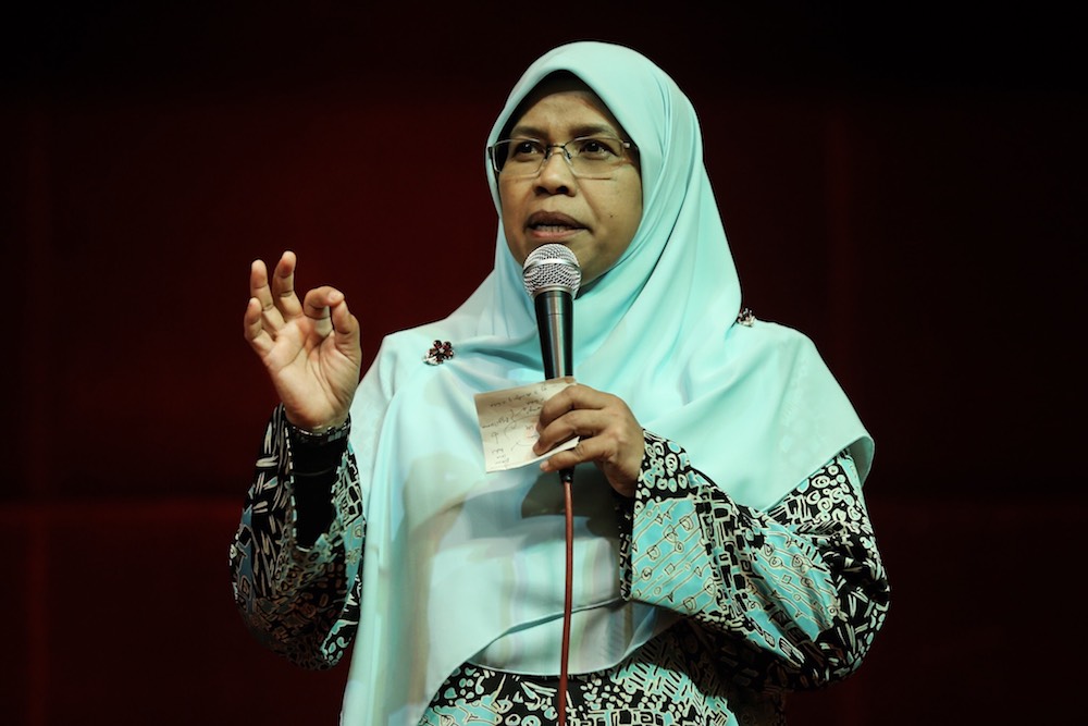 Candidate for Woman PKR chief, Rodziah Ismail, speaks at PKRu00e2u20acu2122s 20th anniversary celebration of the Reformasi movement in Shah Alam September 21, 2018. u00e2u20acu201d Picture by Hari Anggara