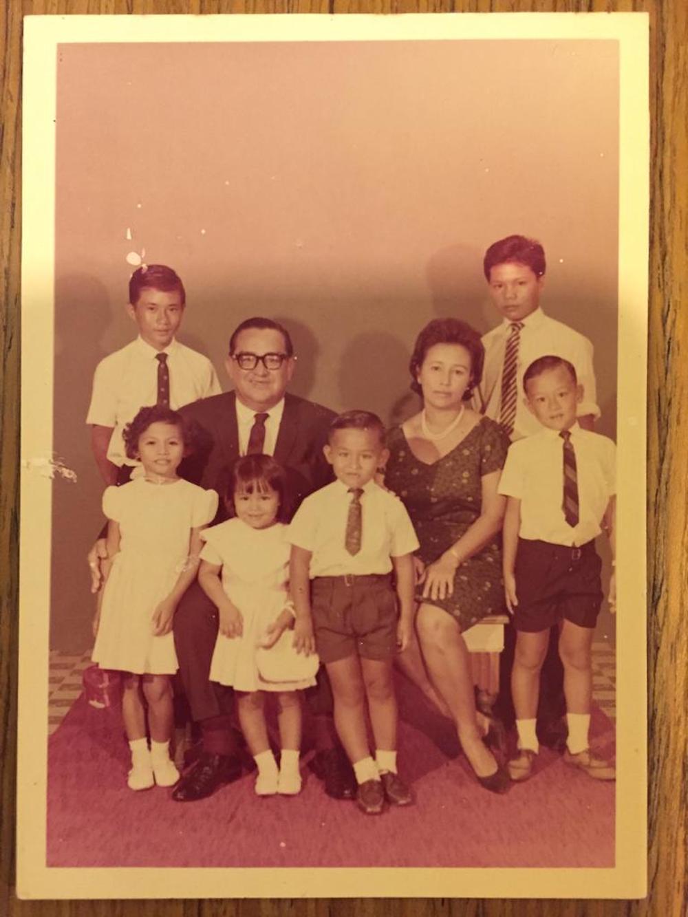 (From left) The Stephensu00e2u20acu2122 eldest son Johari (standing), Tun Fuad Stephens, Toh Puan Rahimah Stephens and family friend, Jackson Gaban (standing). In the front from left: Fauziah, Faridah, Asgari and Affandy. u00e2u20acu201d Picture courtesy of Faridah Stephens