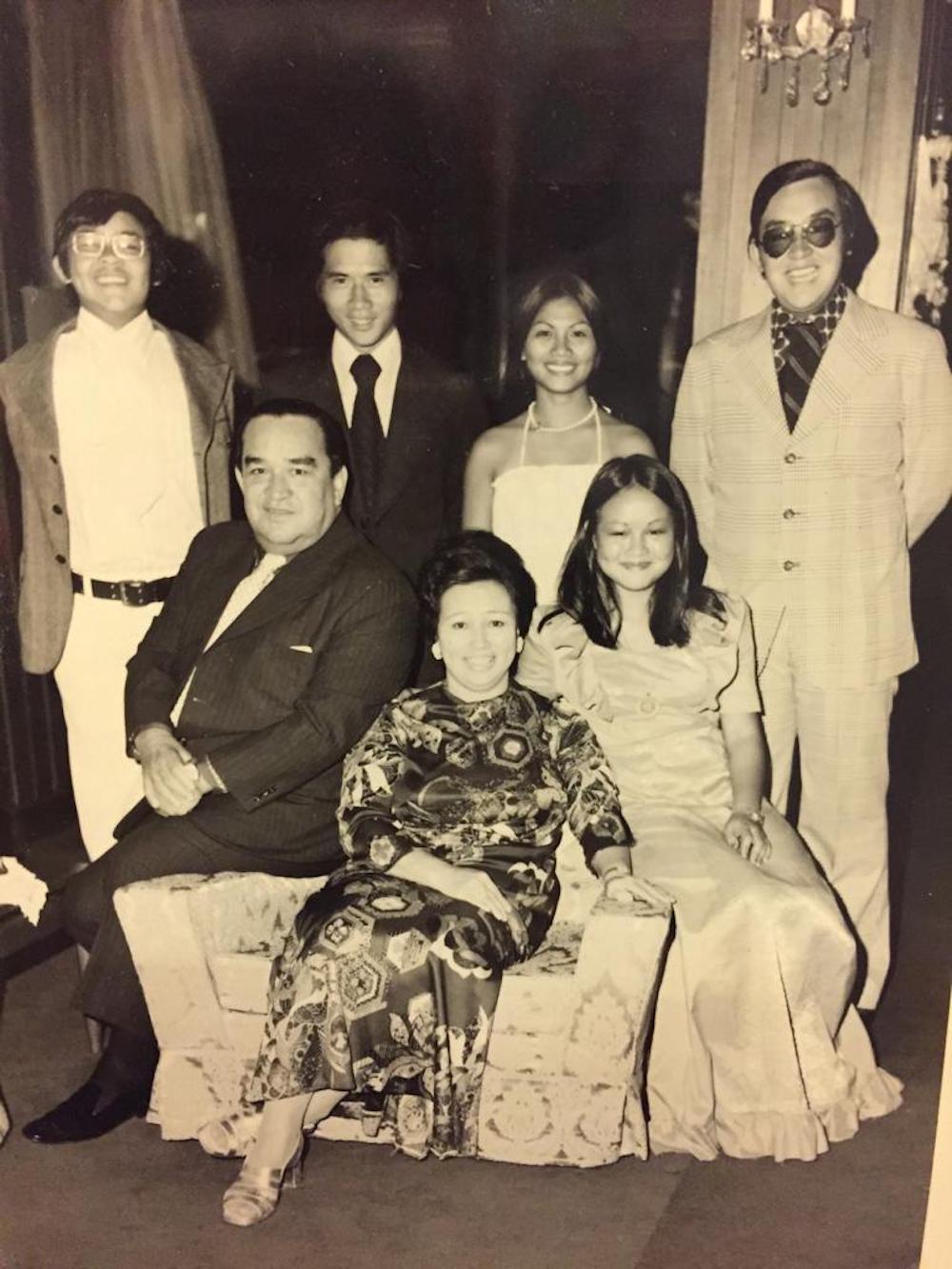 (Seated, from left) Tun Fuad Stephens, Toh Puan Rahimah Stephens and Faridah. (Standing, from left) Asgari, Johari, Fauziah and Affendi.