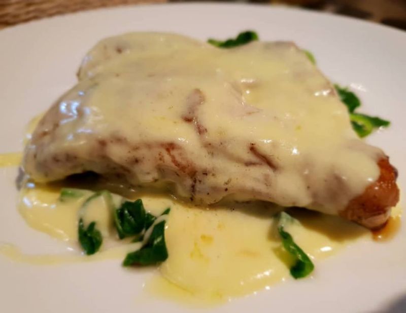 A keto-compliant crispy-skinned grilled chicken chop with Parmesan and Mozzarella cheese. ― Picture via Facebook/Three Little Pigs and The Big Bad Wolf 