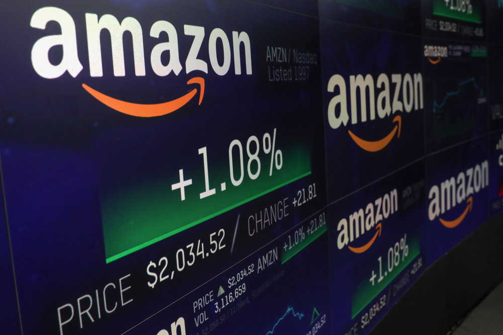 The Amazon.com logo and stock price information is seen on screens at the Nasdaq Market Site in New York September 4, 2018. u00e2u20acu201d Reuters pic 