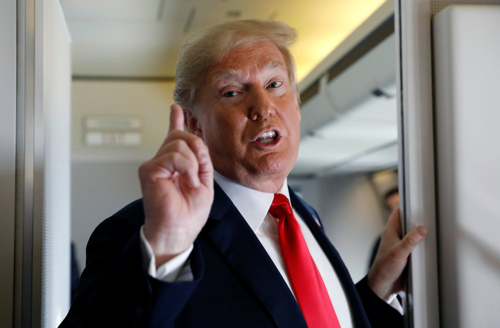 US President Donald Trump speaks to reporters aboard Air Force One on his way to Fargo, North Dakota September 7, 2018. u00e2u20acu201d Reuters pic