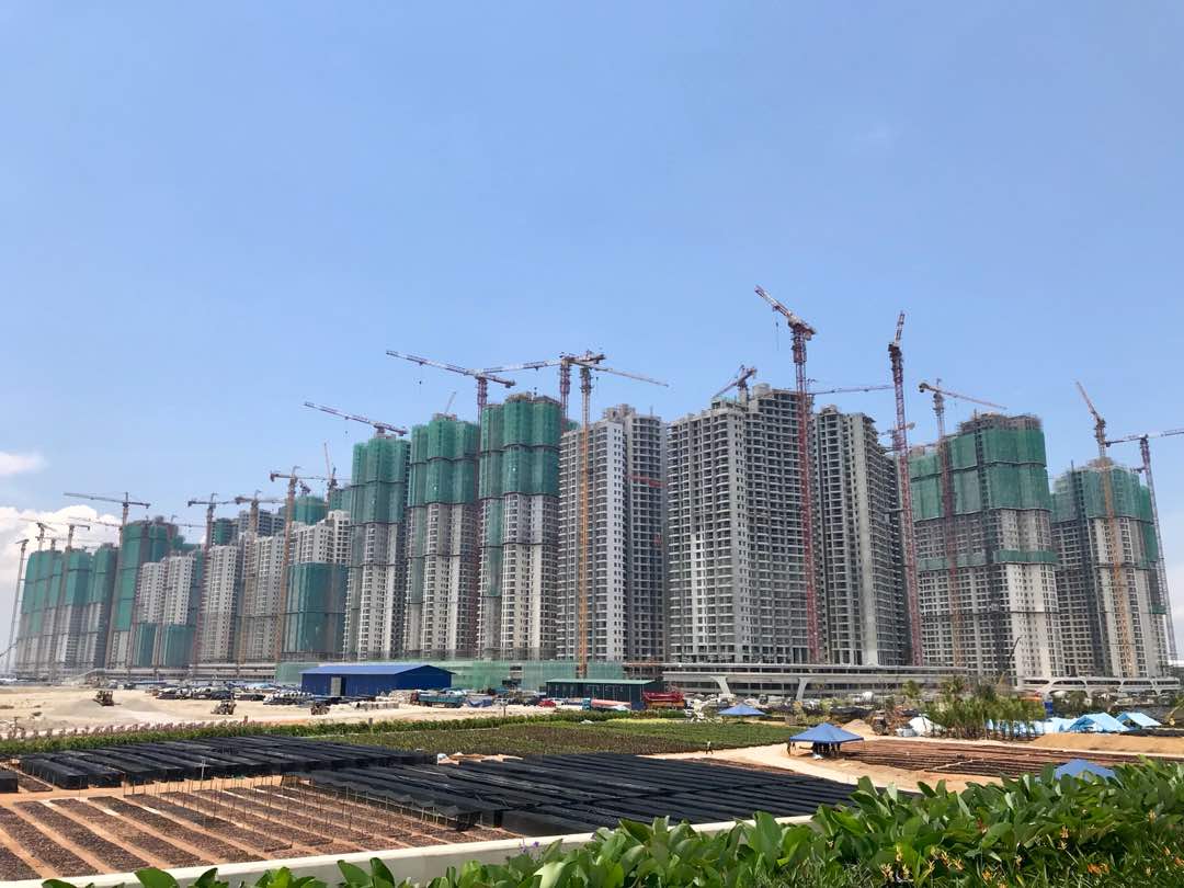 Part of Forest Cityu00e2u20acu2122s soon-to-be completed apartment and commercial high-rise buildings overlooking the first island. u00e2u20acu201d Picture by Ben Tan