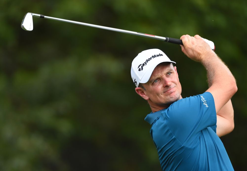 Justin Rose plays his shot from the third tee during the third round of the Tour Championship golf tournament at East Lake Golf Club in Atlanta September 22, 2018. u00e2u20acu2022 Picture by John David Mercer-USA TODAY Sports via Reuters