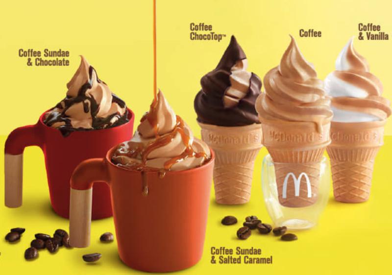 You can get the new flavour in five different delicious forms including a coffee and vanilla ice cream cone. u00e2u20acu201d Picture courtesy of McDonaldu00e2u20acu2122s.