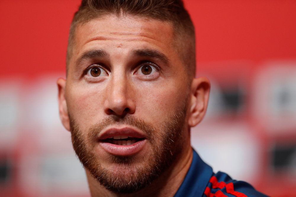 Spain's Sergio Ramos during the press conference at the Wembley Stadium, London September 7, 2018. u00e2u20acu201d AFP pic