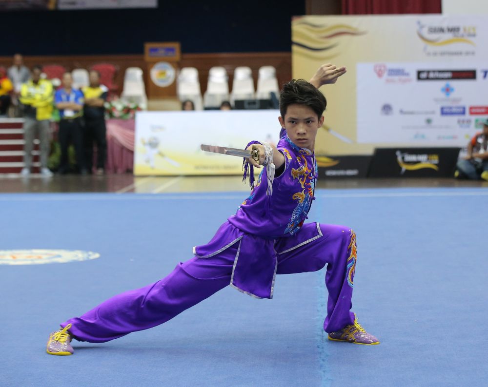 Si Shin Peng in action during the menu00e2u20acu2122s Jianshu event at 19th Malaysian Games held in Kolej Matrikulasi Gopeng, September 11, 2018. u00e2u20acu2022 Picture by Marcus Pheong
